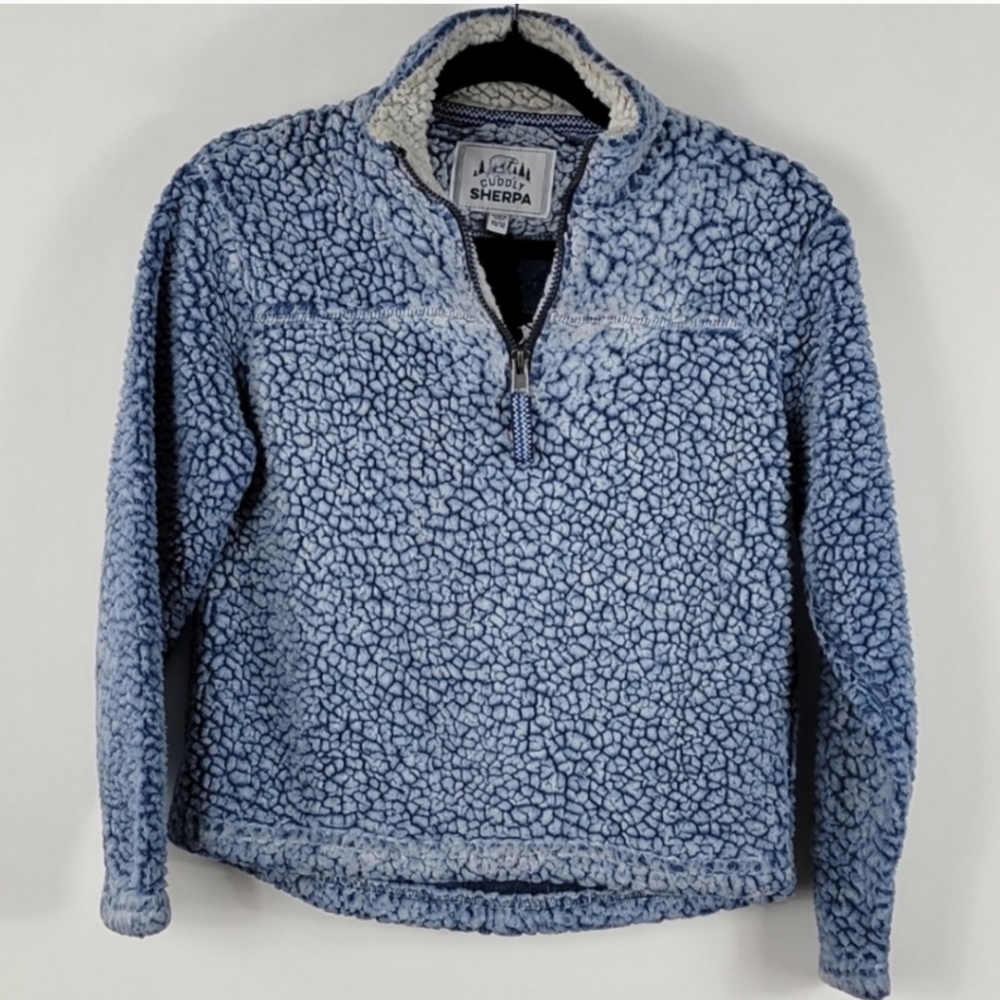 CUDDLY SHERPA Faux Fur Kids Blue Pullover Shirt Size 10/12
